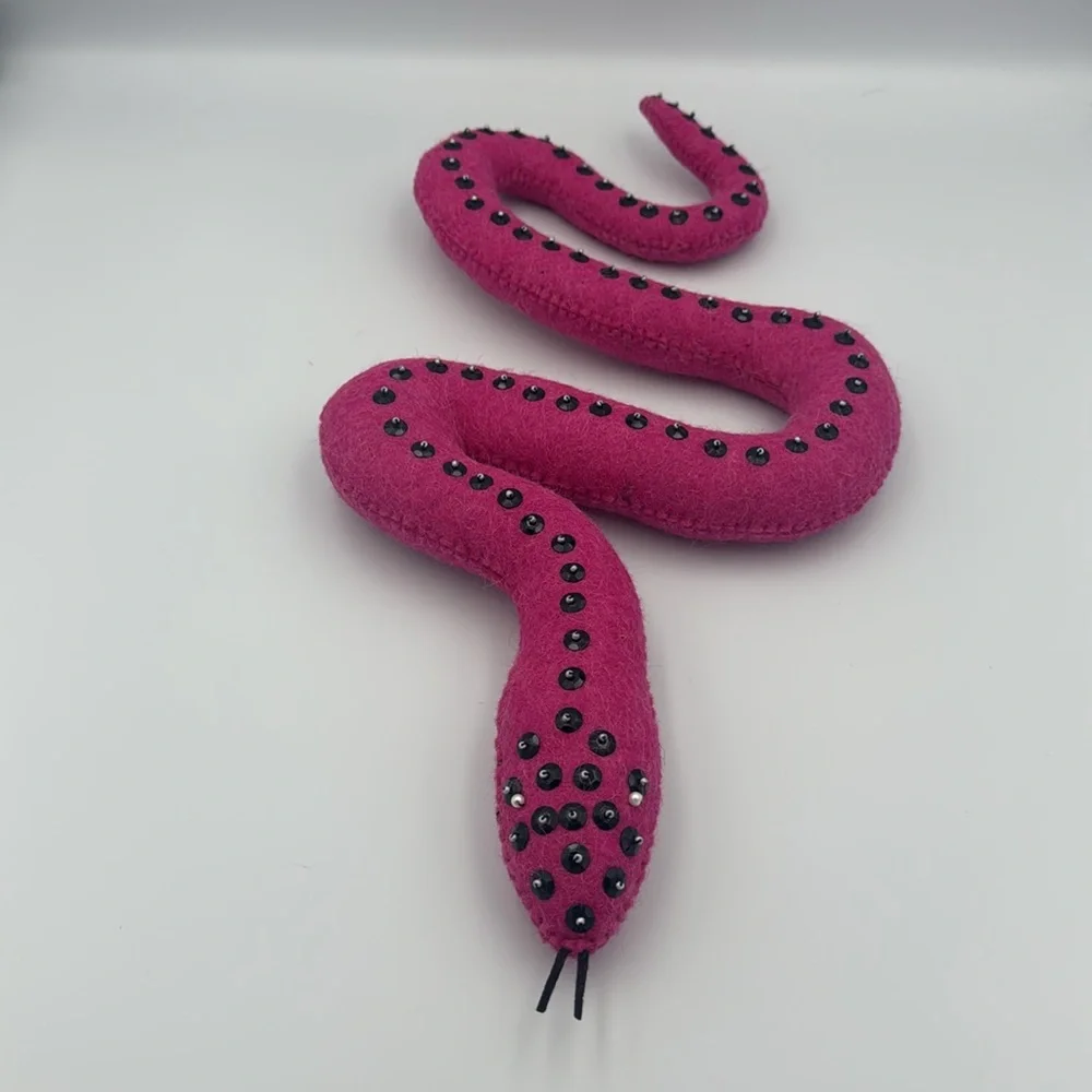 Halloween Hot Pink Studded Felt‎ Snake Made in India NWOT